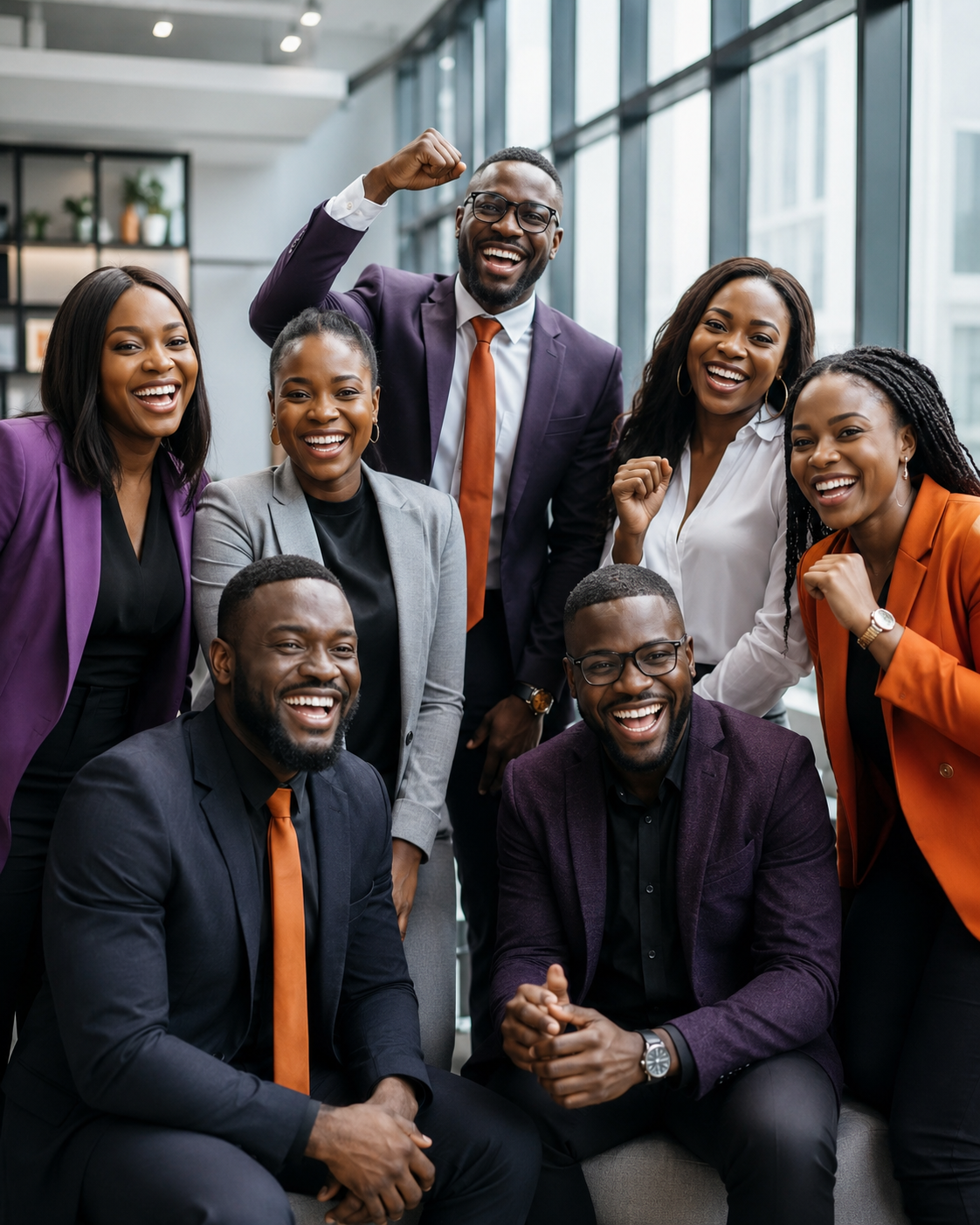 Premium Nigerian professionals celebrating career success